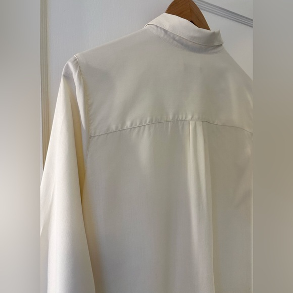 J Jill 100% Silk Long Sleeve Ivory Button Down Shirt - Picture 8 of 15